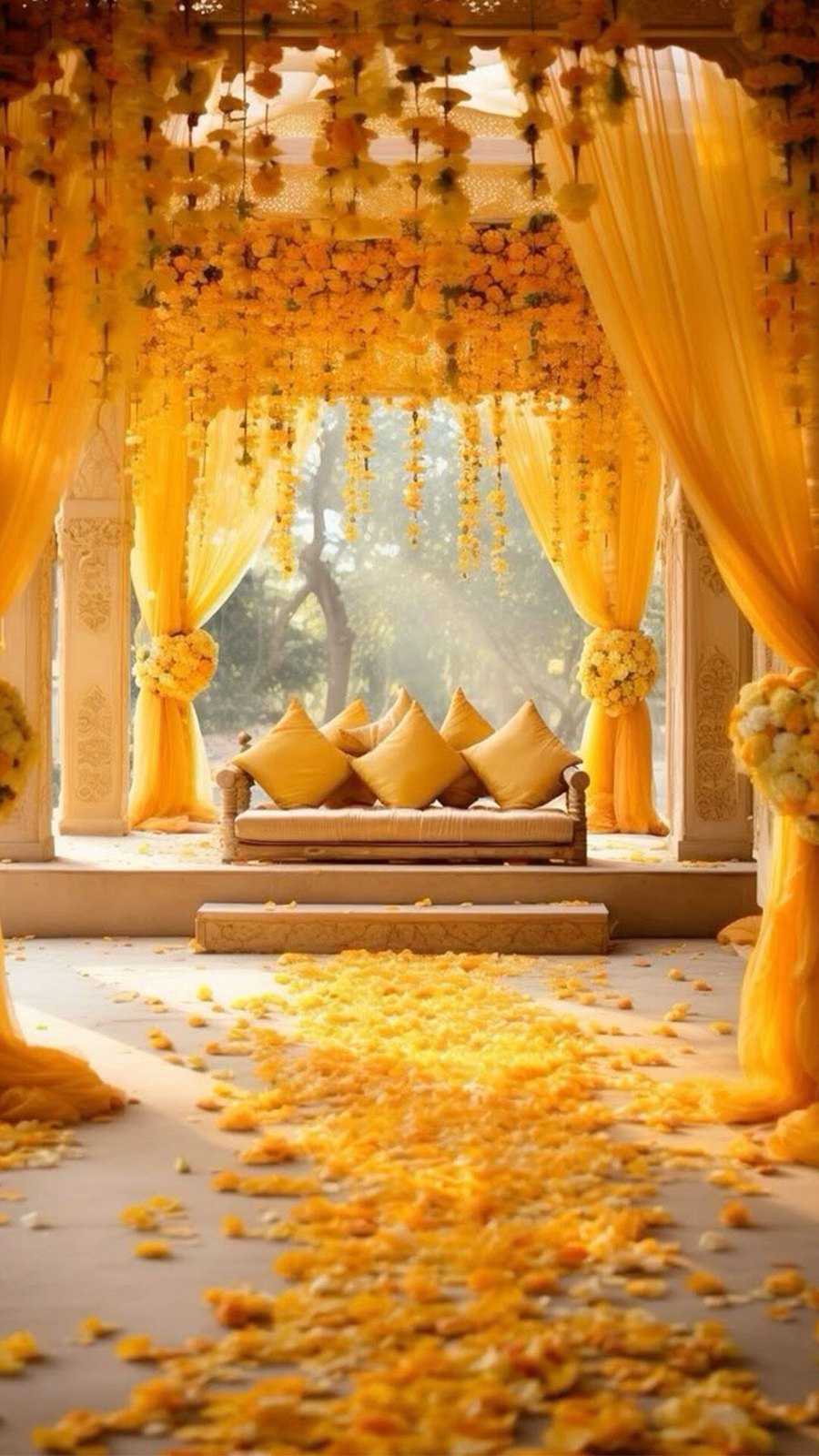 A cheerful yellow haldi celebration