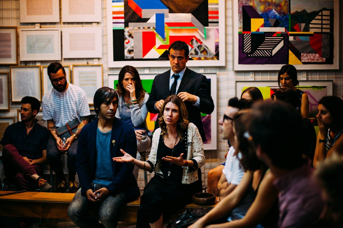 Guests connecting at a corporate event